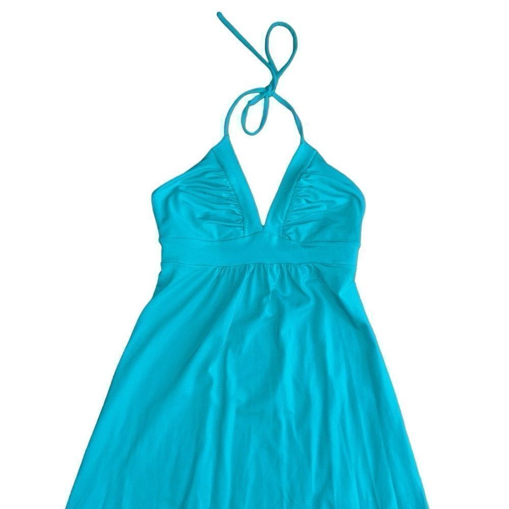 Susana Monaco Women's V Neck Tie Halter Neck Maxi Dress in St Tropez Size Small - Picture 3 of 7